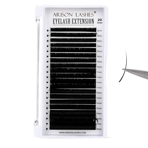 Arison Cashmere Matte Black Lash Extensions 0.07-C 16mm 20 Rows