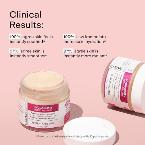 CLEARSTEM HYDRABERRY Hydrating Face Mask for Women - Night Mask for Sleeping for Women with Ceramides, Arnica & Magnesium PCA - Overnight Mask for Evening Hydration to Nourish & Protect Skin Barrier
