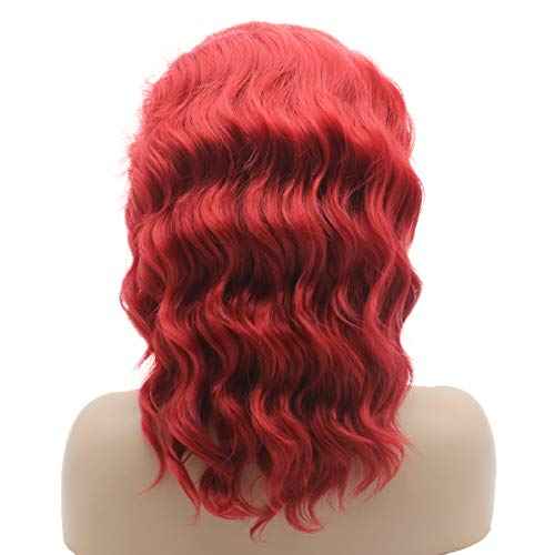 Lushy Hair Lace Front Synthetic Wig Short Curly 14inch Red Wig Heavy Density Realistic Wig