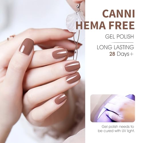 CANNI 9ML Gel Nail Polish Set - Chestnut Cake Nude Shades UV LED Soak Off, 6 Colors