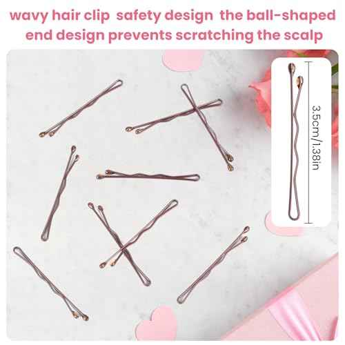 mini bobby pins,50 Count 1.38 inch Metal Hair Clips for Children,Girls and Women,Suitable for All Hair Types (Brown-01)