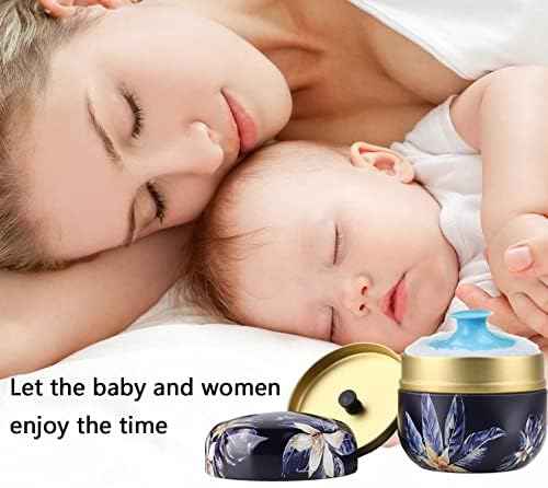 Blue Body Powder Puff and Container for Dusting, Baby Women Loose Powder Containers