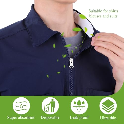 50 Disposable Collar Protectors for Shirts and Hats - Sweat Absorbent Liner Pads