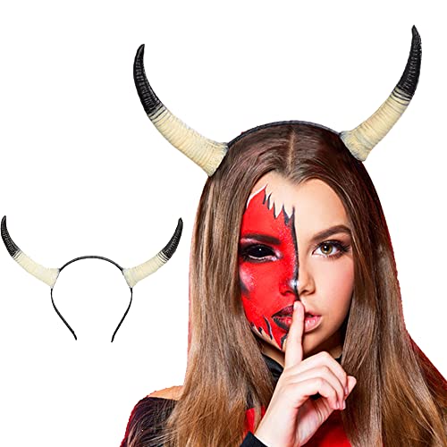 HAOZAIKEJI Halloween Horns Headband Black Devil Demon Horns Gothic Cosplay Horn Hair Hoop Party Dress Up Costume Beast Hair Accessories