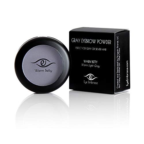 Eye Embrace Warm Betty Light Gray Eyebrow Powder & Pro Grip Angled Brow Brush Bundle - Waterproof, Cruelty-Free