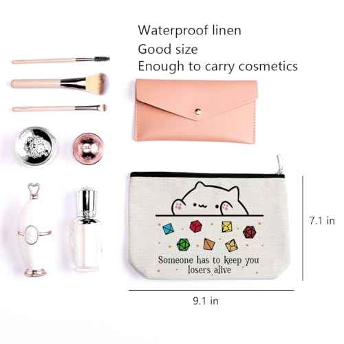DnD Collection Class Character Makeup Bag Cat Throwing Dice DnD Dungeon Master Cosmetic Bag Dungeon Master Gifts Gamer Dice Bag Dragons Gamer Gift Dungeons And Dragons Gifts for Women