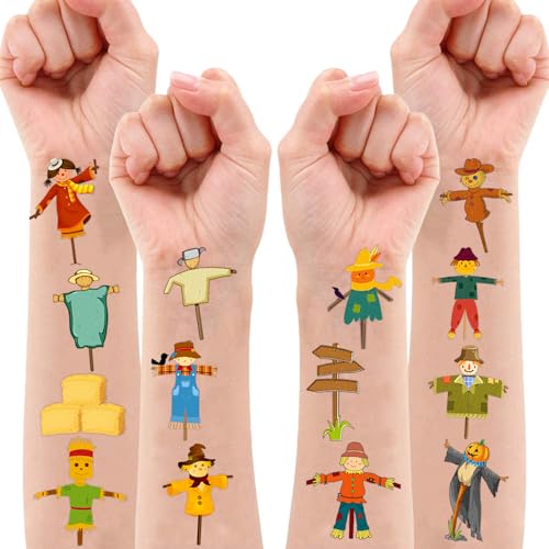 Scarecrow Temporary Tattoos for Kids - 10 Sheets, 100 PCS