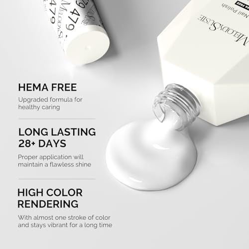 MelodySusie Hema Free Gel Nail Polish, 0.5 Fl Oz Thick White Gel Polish Hema Free Gel Polish Base and Top Coat Set