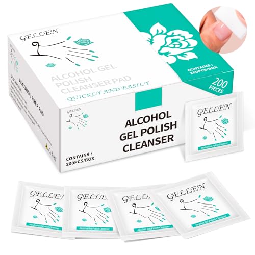 GELLEN Lint-Free Nail Cleanser Pads - 200 Pack Alcohol Prep Wipes