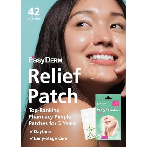EasyDerm Relief Invisible Patch 10 Packs (420 Patches) | 10,000 ppm Tea Tree Oil, Ultra-Slim 0.1mm, Waterproof Pimple Patch, Clear Acne Spot Treatment for Everyday Use