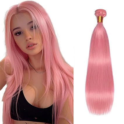 Pink Straight Human Hair Bundle 28 Inch 50g Brazilian
