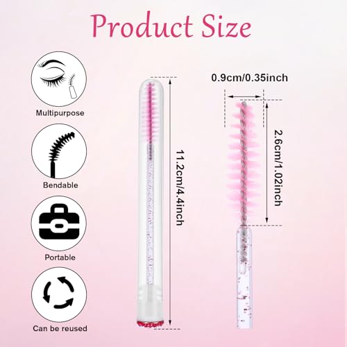 200 Pieces Mascara Wand Tube Set 100 Pcs Lash Spoolies for Eyelash Extensions 100 Pcs Diamond Empty Mascara Brush Disposable Colorful Eyebrow Applicator Makeup Tool