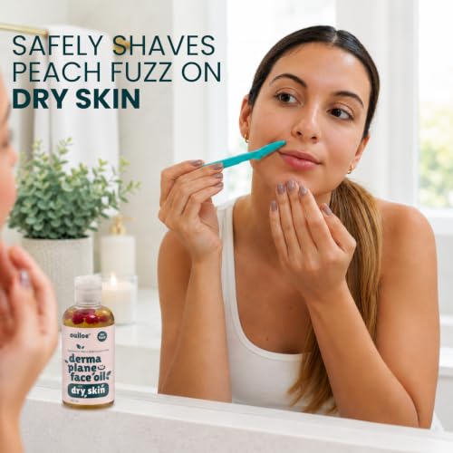 Dermaplaning Face Oil for Dry Skin - Non Comedogenic, 4 Fl Oz - Gentle Facial Shaving Oil