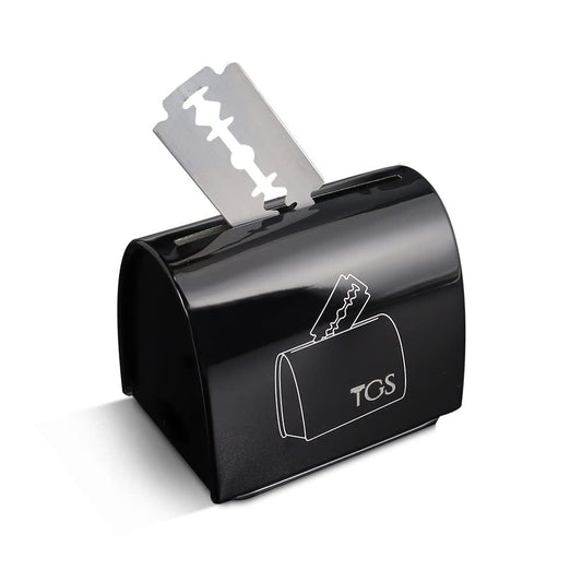THE GROOMING SOCIETY Razor Blade Storage Bank & Disposal Case, Mail Box for Used DE Safety Razor Blades (Black)