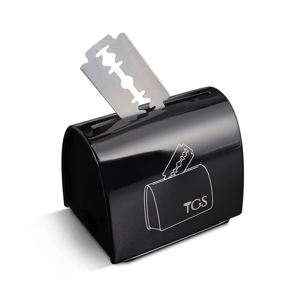 THE GROOMING SOCIETY Razor Blade Storage Bank & Disposal Case, Mail Box for Used DE Safety Razor Blades (Black)