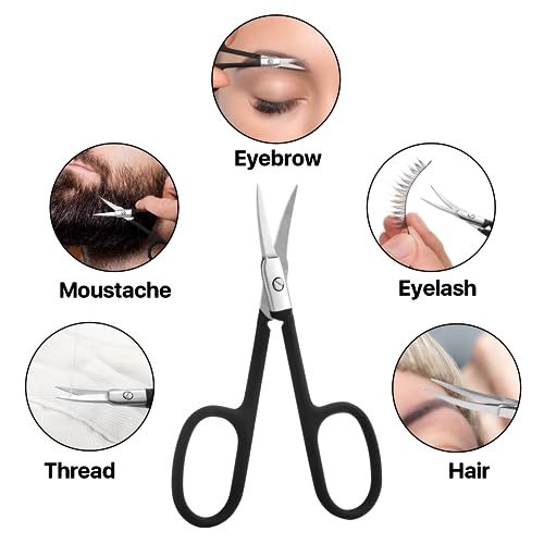 Nose Hair Trimmer for Women and Men, Premium Grooming Scissors with Curved Tip Clippers for Facial Hair,Eyebrow, Nose Hair, Mustache, Beard, Eyelashes, Ear