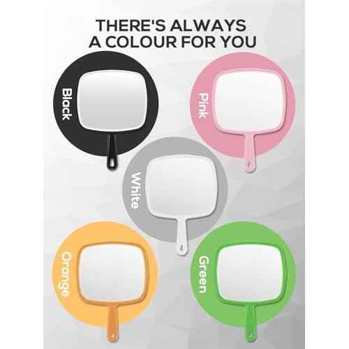Extra Large Handheld Mirror£¬Hand Salon Mirror with Handle for Barbers, Hairdressing (Pink£¬12.4" Lx 9" W)