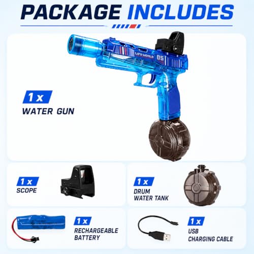 Electric Water Gun with LED Lights, 26ft Range, 300ML Tank