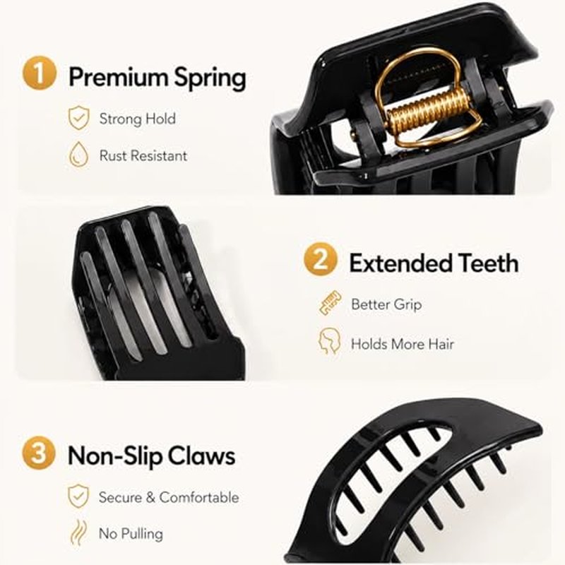 4 Inch Flat Hair Clips for Women, Soft Silicone Claw Clips