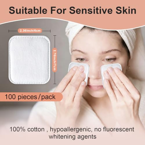 Astraescly 3-Pack Large Cotton Pads for Face, Sensitive Skin, 300 Count