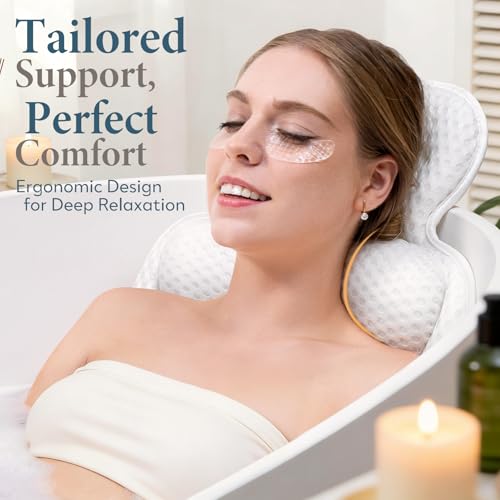 Bath Pillow for Tub with 54 Suction Cups & 3D Mesh