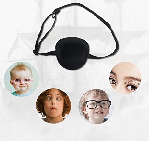 XINGZI Black Eyepatch-Soft Comfortable Adjustable Concave Shape Black Pirate Eyepatch Single Eye Mask for Adult Kid's Amblyopia Lazy Eye Recovery Eye