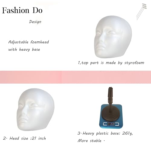 Adjustable Wig Stand Foam Head Holder 2-Pack (13-17")