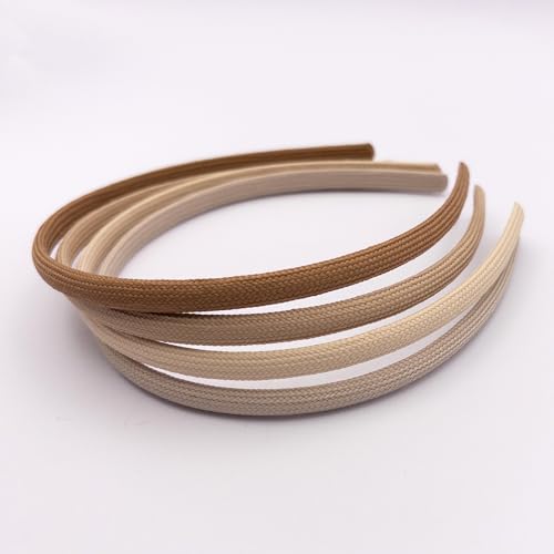 Heliums Thin Headbands For Women - 8mm Stylish Hairbands for Girls, 4 Count, Blends with Hair Color (Dark Blonde, Sandy, Beige and Ash Blonde)