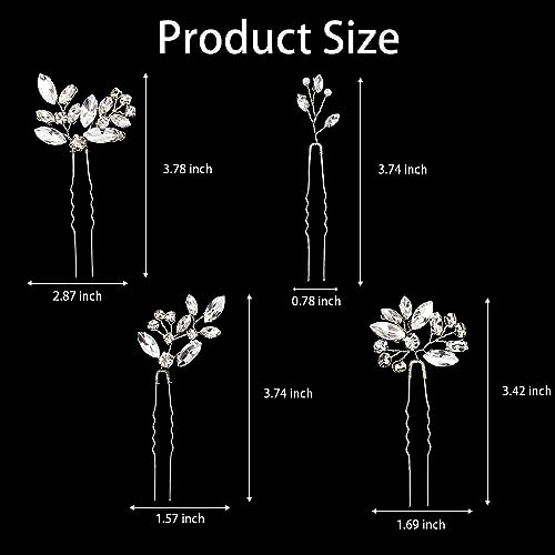 Silver Crystal Bridal Hair Pins - 5 Piece Set