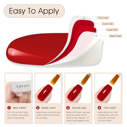 CANNI Maroon Red Gel Nail Polish 9ml High Gloss UV LED Soak Off