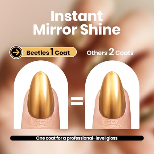 Beetles Gold Chrome Nail Polish - Quick Dry Metallic Finish 15ML
