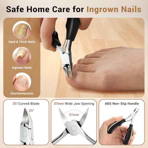 New Huing Toenail Clippers for Seniors, 8-Piece Nail Clippers Set for Thick & Ingrown Toenails, Great Gift for Parents Hunsband Wife, Included Leather Case