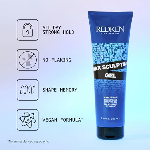 Redken Max Sculpting Gel For All Hair Types - Provides Body & High Shine Finish With Long-Lasting Shape Memory, Flake-Free Control