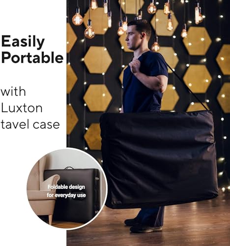 Black Portable Foldable Massage Table with Carrying Case, Adjustable Height, 72"