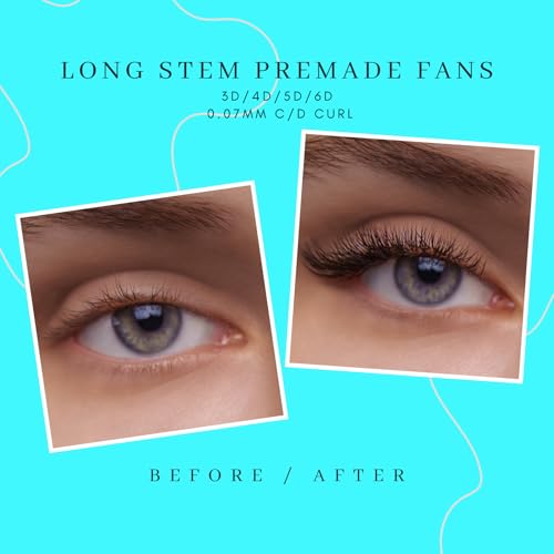 4D Long Stem Premade Fans 0.07mm C Curl 10mm Lash Extensions