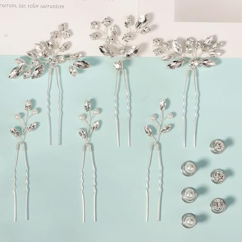 12-Piece Bridal Hair Pins Pearl Crystal Wedding Hair Accessories