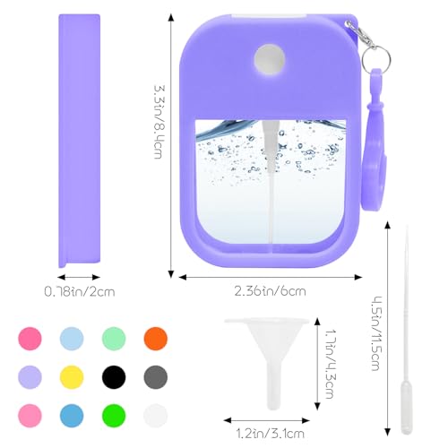 Jolbndcv 12 Pack Card Spray Bottle 38ml Portable Perfume Spray Bottle Mini Card Shape Reusable Sprayer Bottle Refillable Empty Bottles with Hook Funnels, Droppers