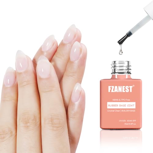 FZANEST Clear Rubber Base Builder Gel - HEMA-Free Nail Strengthener Coat