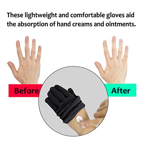 MIG4U Moisturizing Beauty Gloves Touch Screen Overnight Sleeping Glove Large for Men SPA, Dry Hands, Nighttime Lotion, UV Protection, Cosmetic Treatment, XL Black 1 Pairs