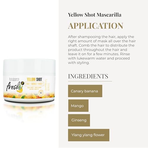 SALERM - Deep Repair Hair Mask - Biokera Fresh Yellow Shot Mask - 250 ml - Hydrates, Repairs, and Protects Hair - Anti-Frizz - Sulfate-Free and Paraben-Free