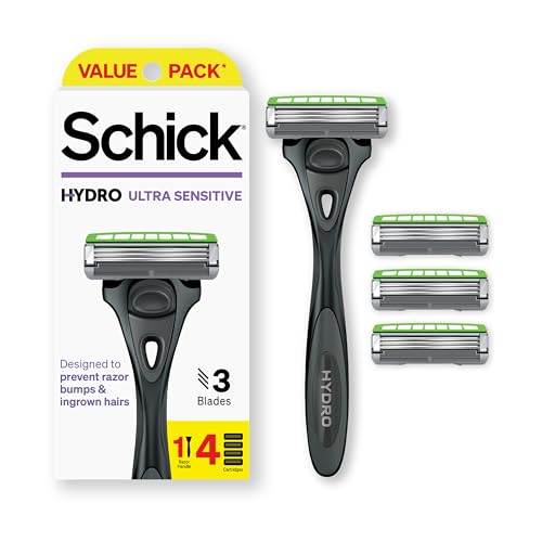 Schick Hydro Sensitive Razor Refills 12ct and Ultra Sensitive Razor 1 Handle 4 Cartridges Shaving Kit for Men