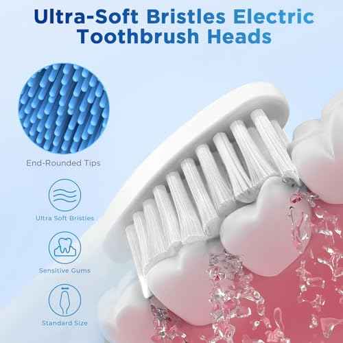 Sensitive Gum Care Replacement Brush Heads for Waterpik Complete Care 5.0/9.0 (CC-01/WP-861), STRB-3WW, Ultra Soft Bristles with Cover, Sonic Electric Tooth Brush Refill Heads (8-Pack, White)