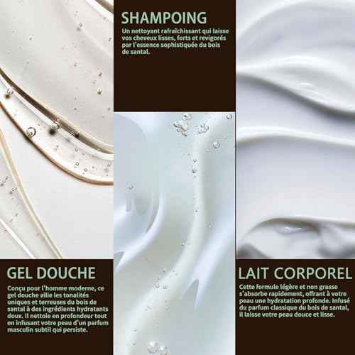 BODY & EARTH Men Gift Sets - 3PC Mens Gift Baskets Includes Sandalwood Shower Gel, Body Lotion, Shampoo, Mens Gift Basket as Birthday and Christmas Gifts for Men, Boyfriends and husbands