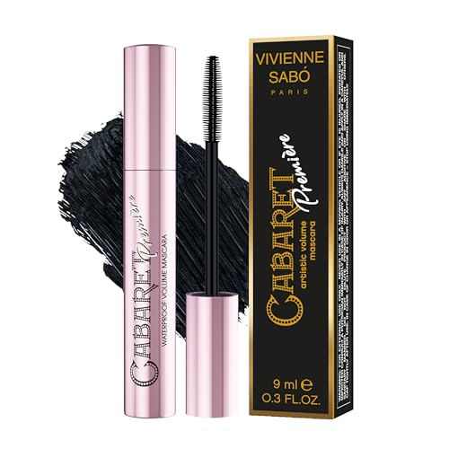 Vivienne Sab? Cabaret Premiere Black Waterproof Mascara, Volume and Length, Curling, No Flaking, No Clumping, Smudge Proof, Washable, Cruelty-Free, Made in Europe, (01 Black), 0.3 Fl Oz, 1 Pack