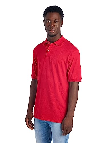 Jerzees Men's SpotShield Stain Resistant Polo Shirts (Short & Long, Short Sleeve-True Red, Small