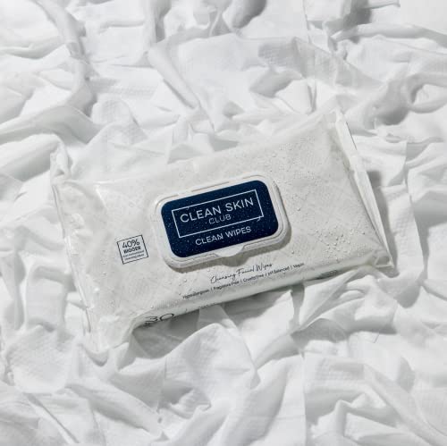 Clean Skin Club XL Premium Face Wipes, 40% Larger Than Normal Wipes, Extra Moist Makeup Removing Towelettes, 30 Count, Facial Cleansing Cloth, Fragrance Free, No Alcohol or Chemicals