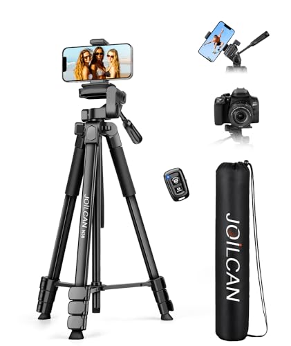 JOILCAN Phone Tripod, 67" Tripod Stand for iPhone, Aluminum Extendable Tripod with Remote Carry Bag, Portable Travel Tripod for Selfie Photos Video, Compatible with iPhone Camera Projector DSLR