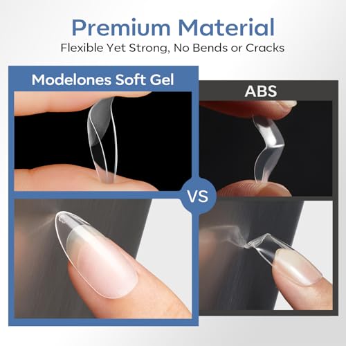 Modelones Short Almond Nail Tips 360pcs Clear Half-Matte