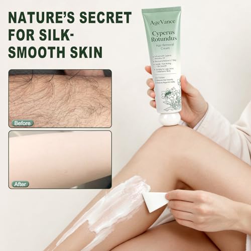 AgeVance Cyperus Rotundus Hair Removal Cream 3.52 Oz - Gentle Painless Women’s Skin Moisturizer & Hair Eliminator, Pack of 1