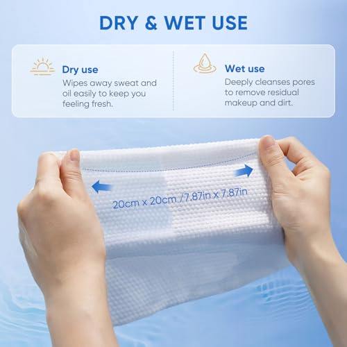 Disposable Face Towels,Biodegradable Ultra Soft Washcloths for Sensitive Skin,Suitable for Facial Cleansing,Skin care and Makeup Removal,Lint-free,Trave,Daily Cleansing,100 Count
